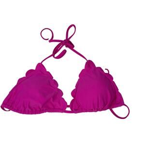 Express Hot Pink Scallop Triangle Bikini Top Medium
